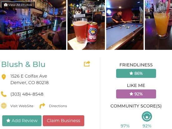Friendly Like Me review of Blush & Blu, including Friendliness scores and contact info