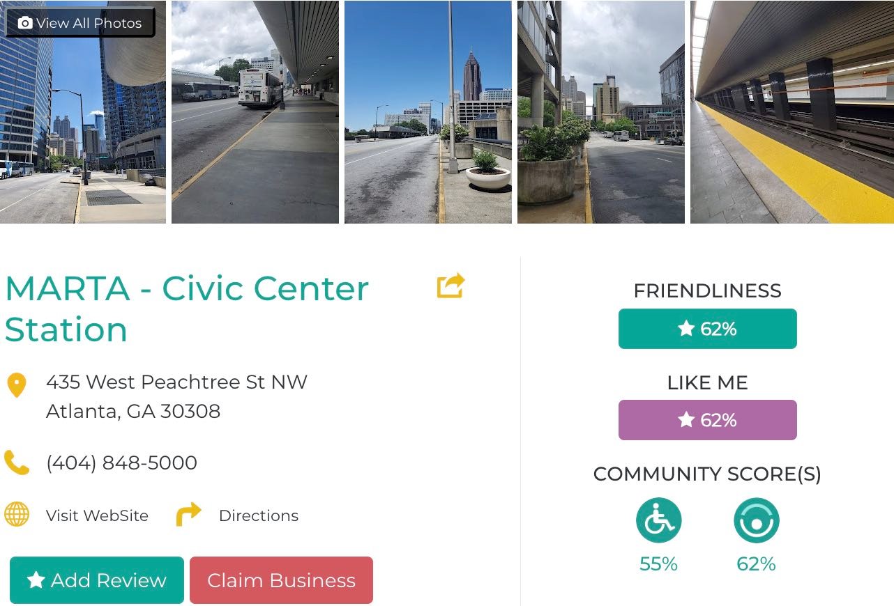 Friendly Like Me app review of the Civic Center MARTA Station, including Friendliness scores as well as photos and contact info for the station