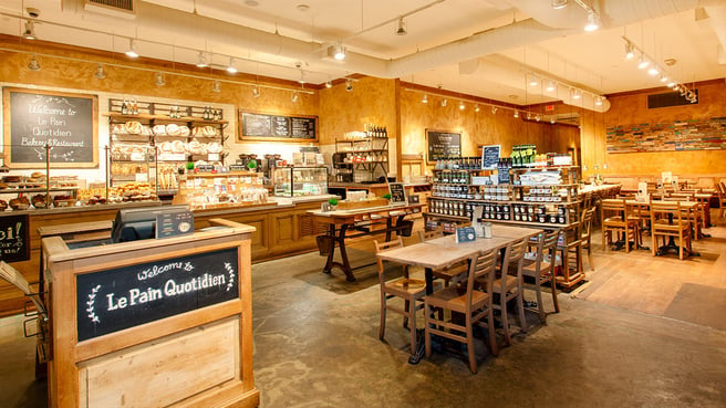 The interior of a Le Pain Quotidien location.