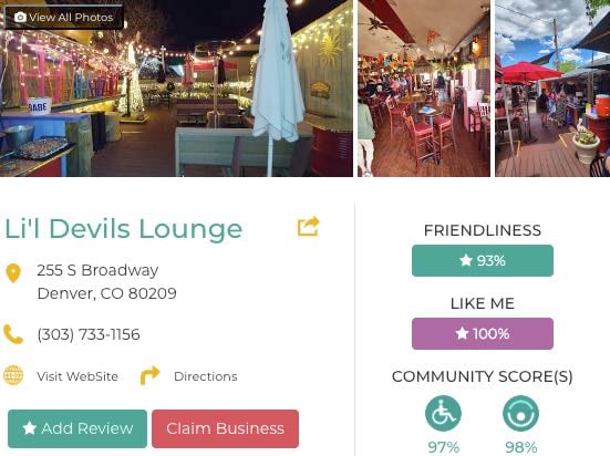 Friendly Like Me review of Li'l Devils Lounge, including Friendliness scores and contact info