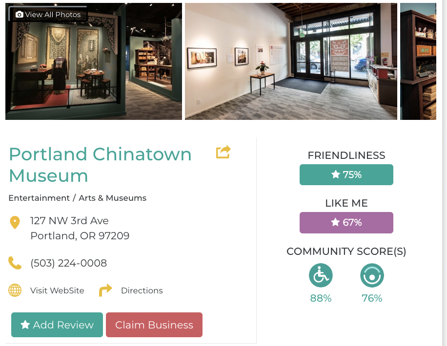 Friendly Like Me Accessibility review of Portland Chinatown Museum