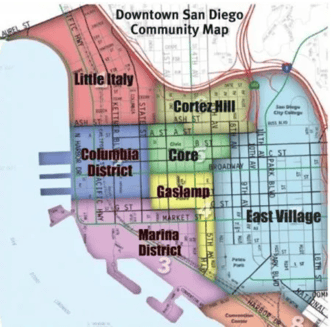 Map of downtown San Diego