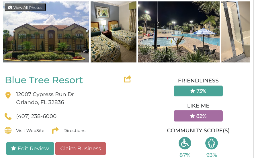 Blue Tree Resort Hotel Orlando Restaurant San Francisco Accessibility Review Friendly Like Me App Scores Wheelchair Plus-Size Rating