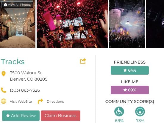 Friendly Like Me review of Tracks Nightclub, including Friendliness scores and contact info