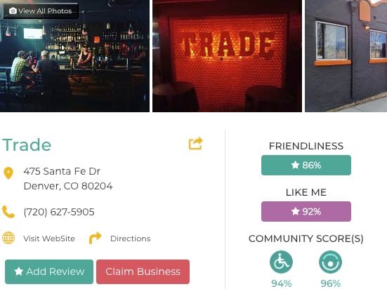 Friendly Like Me review of Trade, including Friendliness scores and contact info