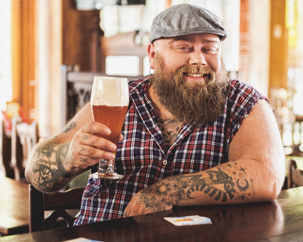 Man enjoying a beer
