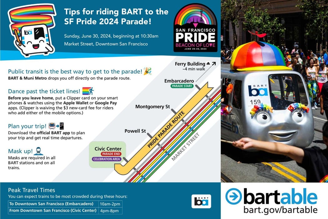 BART schedule for attending San Francisco Pride
