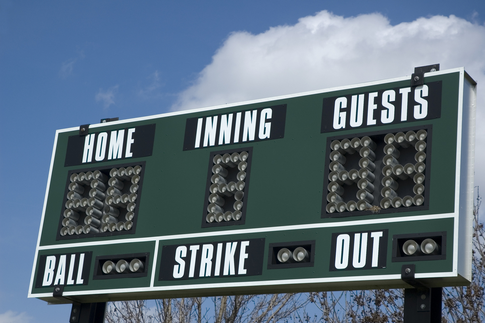 A baseball scoreboard.