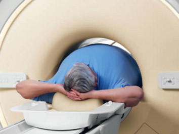 Plus-sized man slides into MRI machine