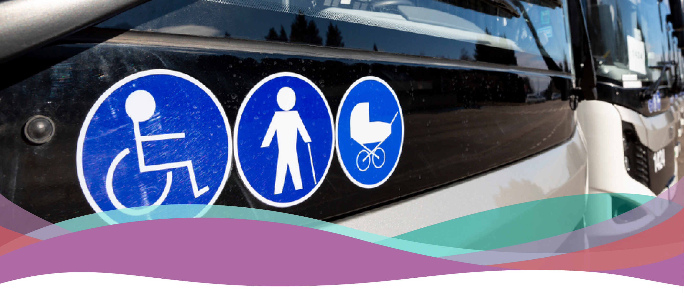 accessibility symbols on a city bus