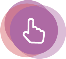 personalize icon: white hand, shaped into an index finger against a purple background, entitled, "personalize"