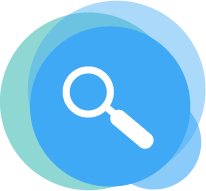 search Icon white magnifying glass against a blue background entitled "search"