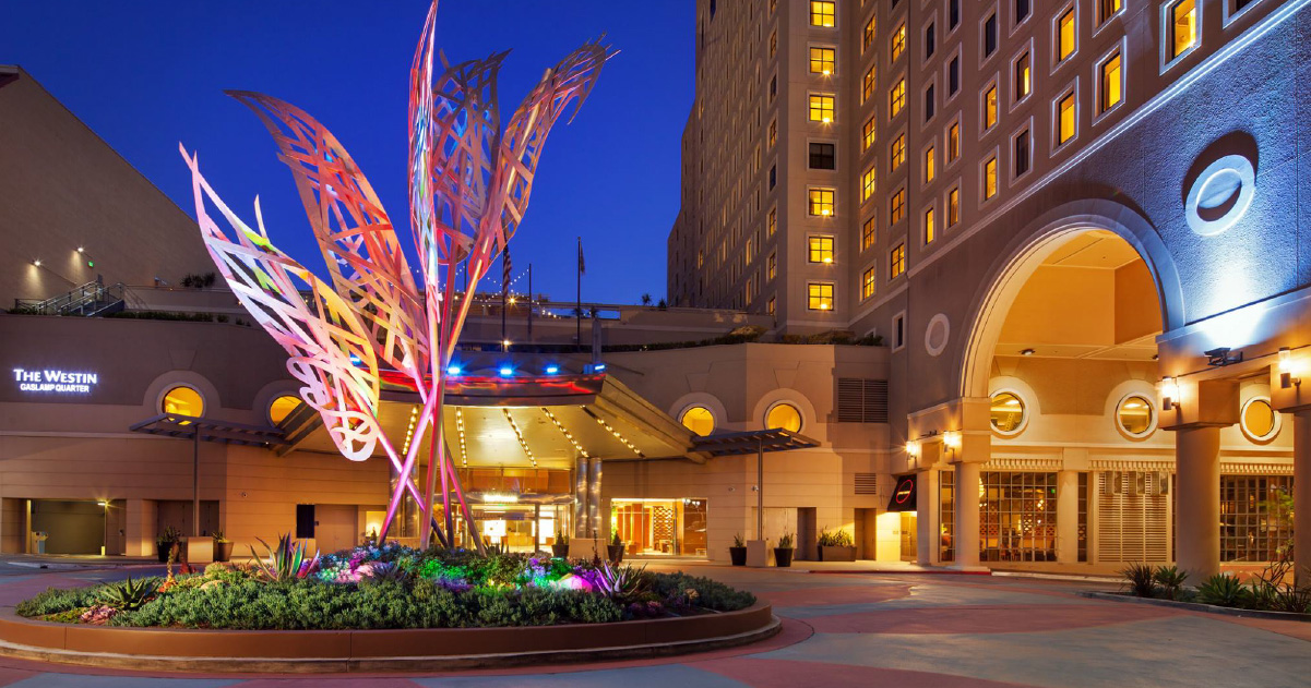 Hotel entrance The Westin, San Diego gaslamp quarter.  Location of 2023 global Interpride Meeting